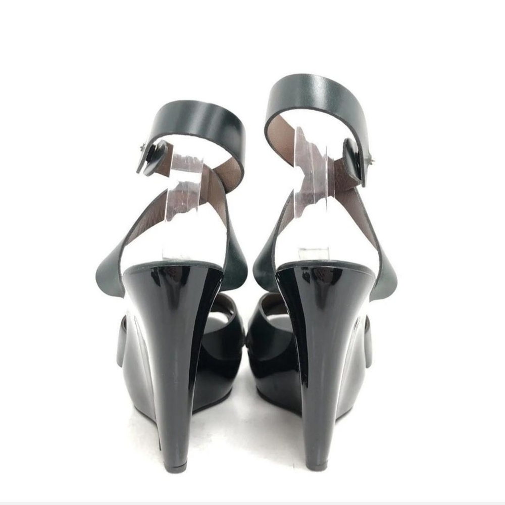 Marni dark green leather wedged sandals Size 39 uk 6 - Picture 3 of 4
